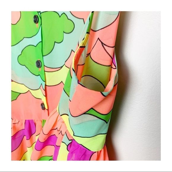 Nanette Lepore Neon Sheer Hi-low Tunic Keyhole Sz S NWOT Barbiecore - Picture 12 of 16